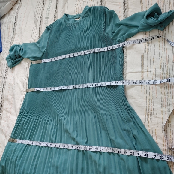 Esprit accordion pleated teal chiffon dress size 14 - Picture 14 of 15